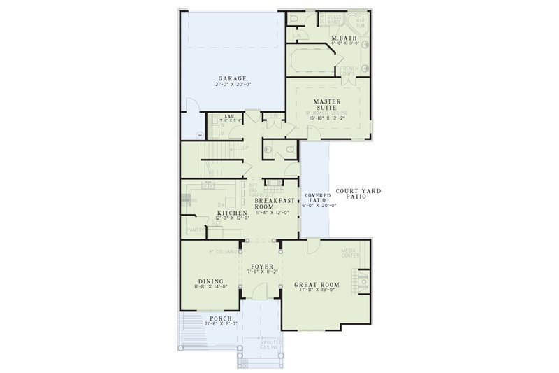 Home Plan - Floor Plan - Main Floor for Traditional House Plan #17-2003 - 3 bed, 2.5 bath