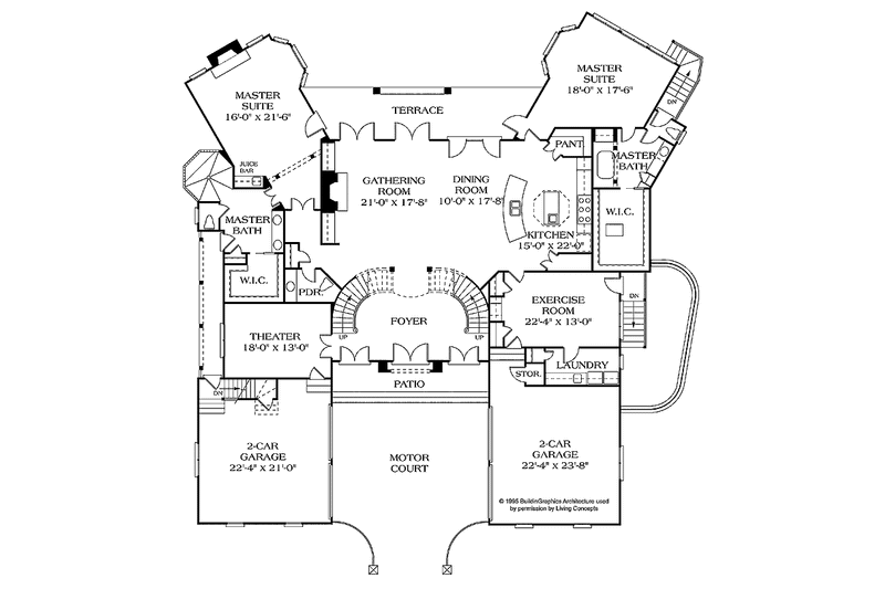 Home Plan - Floor Plan - Main Floor for Country House Plan #453-197 - 4 bed, 4.5 bath