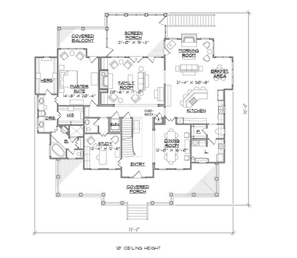 Home Plan - Colonial Floor Plan - Main Floor Plan #1054-29