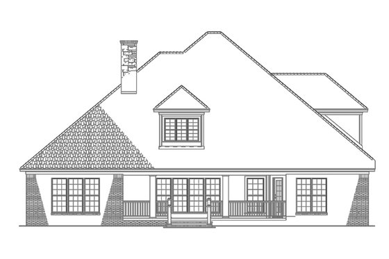 Exterior - Rear Elevation for Traditional House Plan #17-2802 - 4 bed, 3 bath