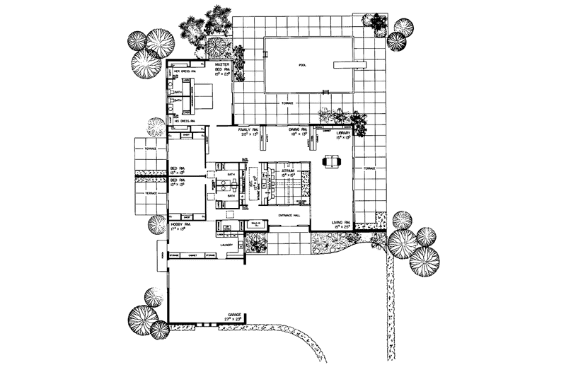 Home Plan - Floor Plan - Main Floor for Contemporary House Plan #72-602 - 3 bed, 4 bath