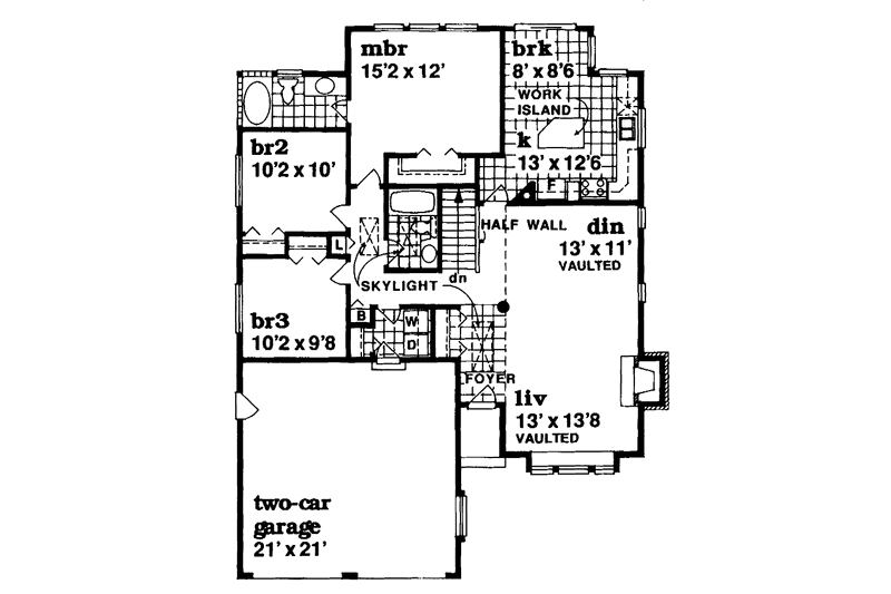 Dream House Plan - Floor Plan - Main Floor for Ranch House Plan #47-867 - 3 bed, 2 bath