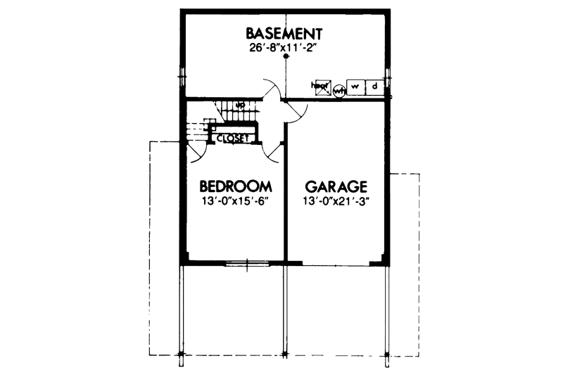 Architectural House Design - Floor Plan - Lower Floor for Prairie House Plan #320-1029 - 3 bed, 1 bath