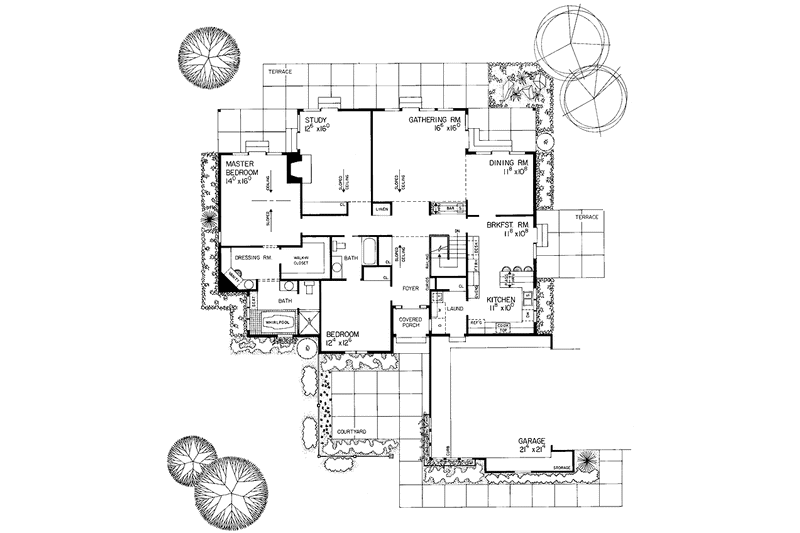 Dream House Plan - Floor Plan - Main Floor for Ranch House Plan #72-785 - 2 bed, 2 bath