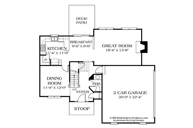 Home Plan - Floor Plan - Main Floor for Colonial House Plan #453-429 - 3 bed, 2.5 bath