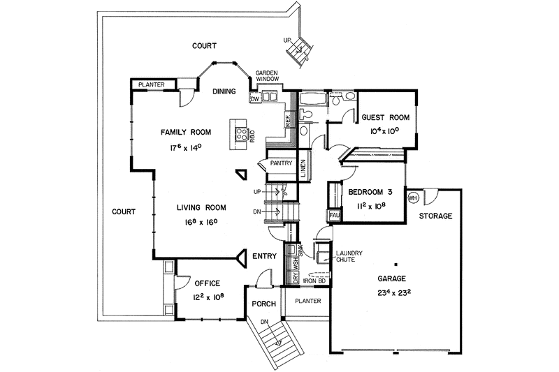 Home Plan - Floor Plan - Main Floor for Contemporary House Plan #60-841 - 4 bed, 2.5 bath