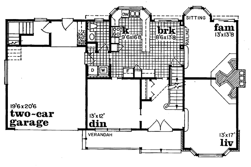 Architectural House Design - Floor Plan - Main Floor for Country House Plan #47-705 - 3 bed, 2.5 bath