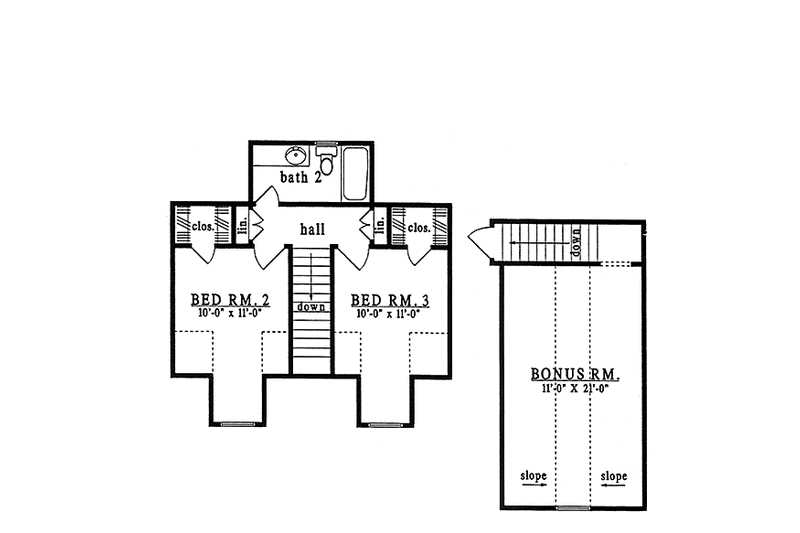 Home Plan - Floor Plan - Upper Floor for Country House Plan #42-711 - 3 bed, 2.5 bath