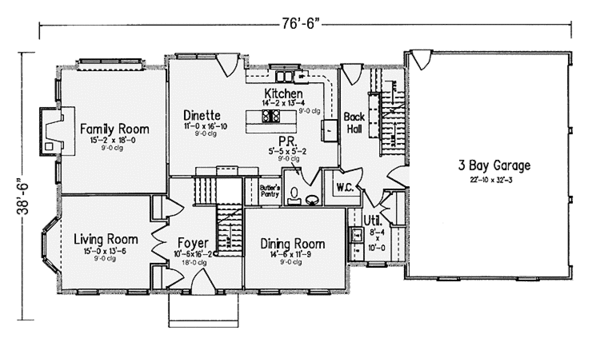 House Design - Classical Floor Plan - Main Floor Plan #994-3
