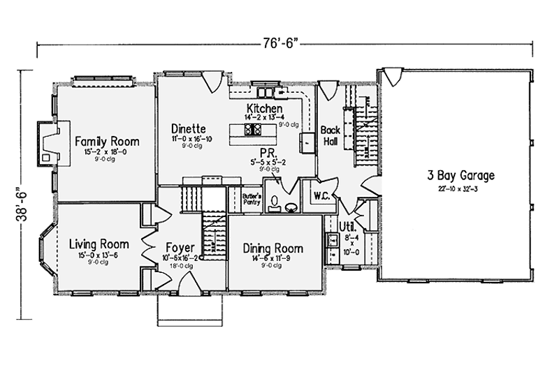Architectural House Design - Floor Plan - Main Floor for Classical House Plan #994-3 - 4 bed, 3.5 bath