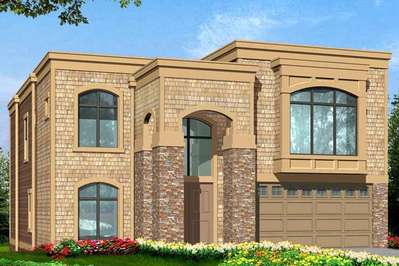 House Blueprint - Exterior - Front Elevation 3 for Contemporary House Plan #132-429 - 5 bed, 4 bath