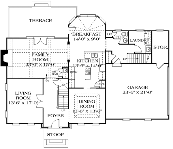 Home Plan - Colonial Floor Plan - Main Floor Plan #453-147