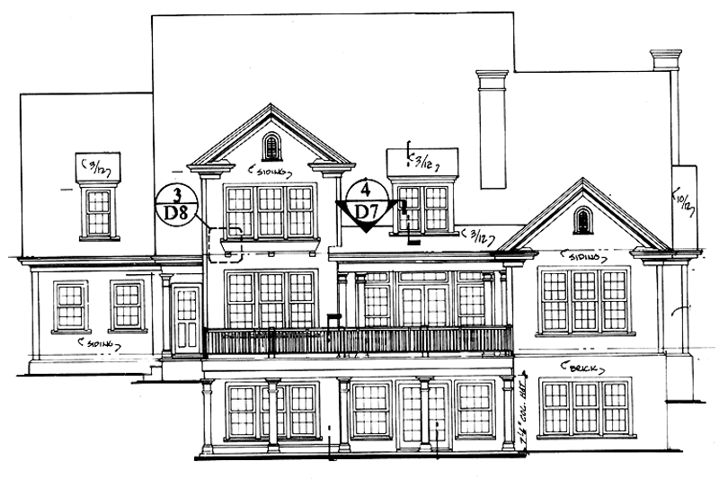 Home Plan - Exterior - Rear Elevation for Classical House Plan #429-188 - 4 bed, 3.5 bath