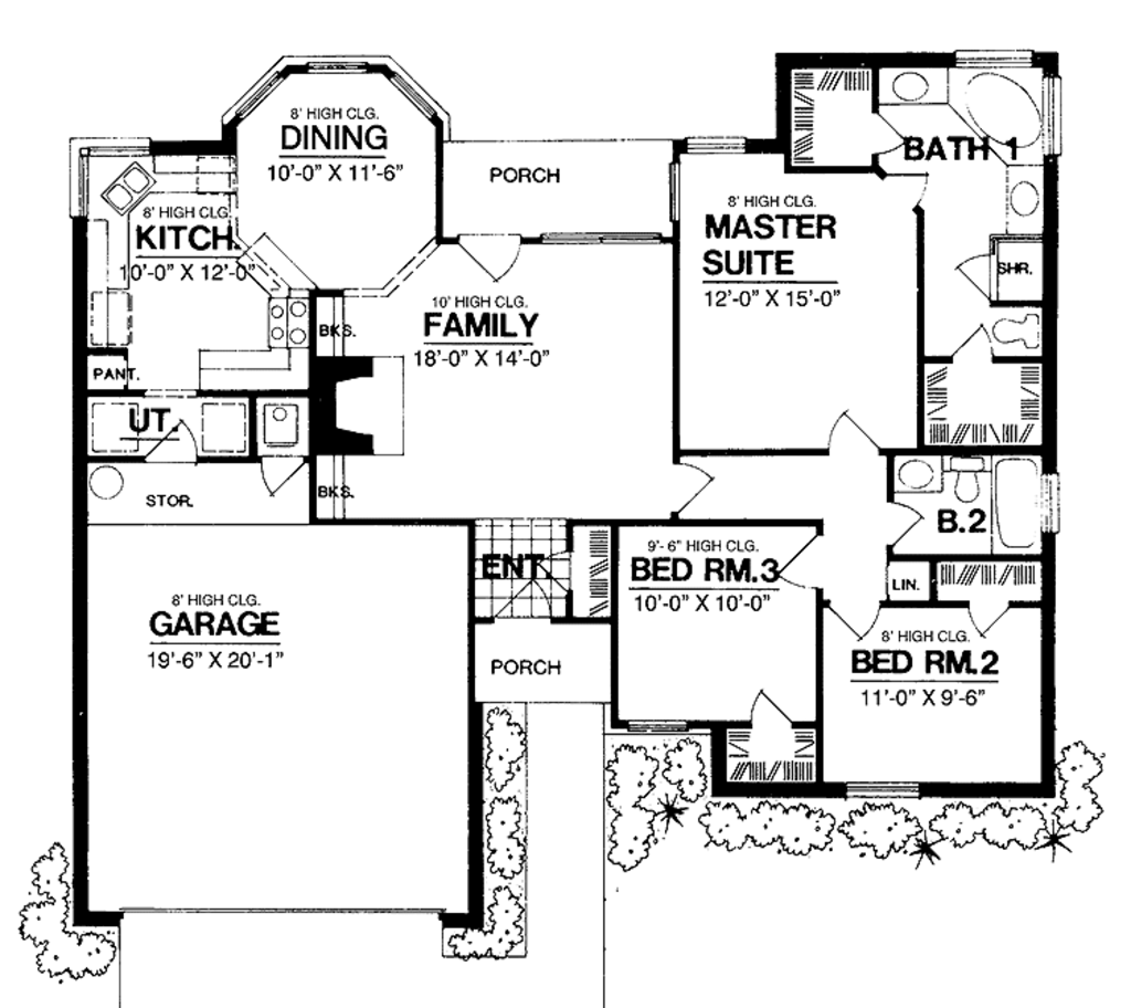 Ranch Style House  Plan  3 Beds 2 Baths 1300  Sq Ft Plan  