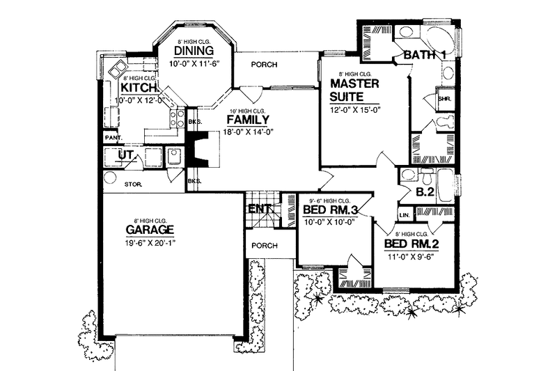 House Plan Design - Floor Plan - Main Floor for Ranch House Plan #40-453 - 3 bed, 2 bath