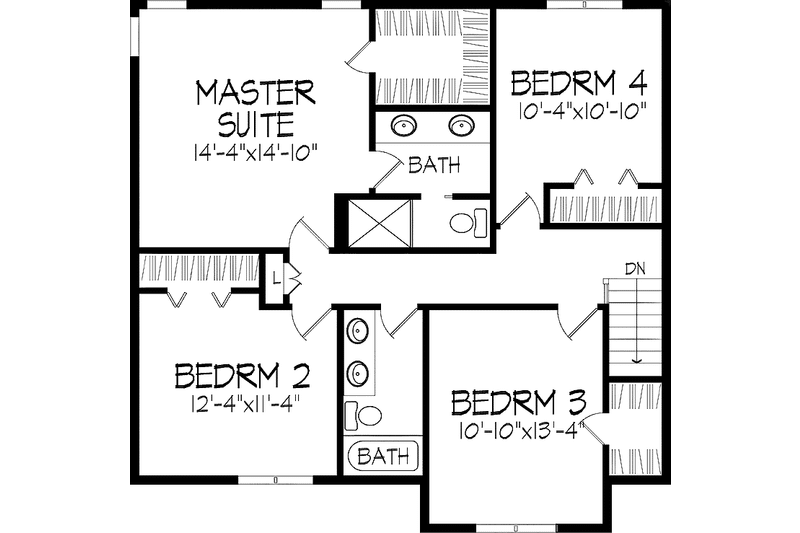 Home Plan - Floor Plan - Upper Floor for Colonial House Plan #51-859 - 4 bed, 2.5 bath