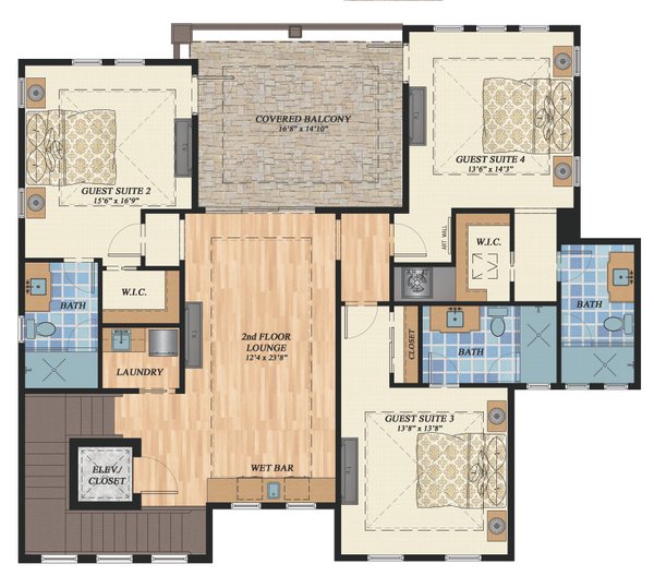 Modern Floor Plan - Upper Floor Plan #548-45