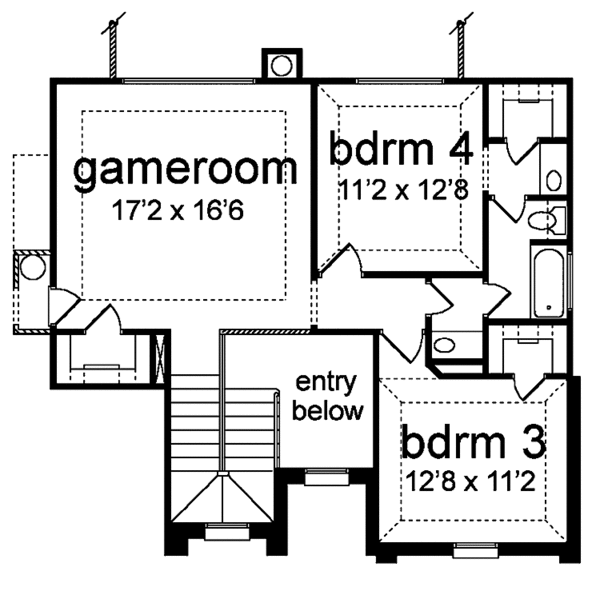 Home Plan - Traditional Floor Plan - Upper Floor Plan #84-702