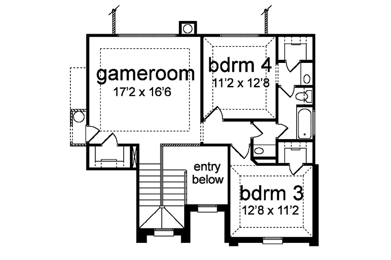House Blueprint - Floor Plan - Upper Floor for Traditional House Plan #84-702 - 4 bed, 2.5 bath
