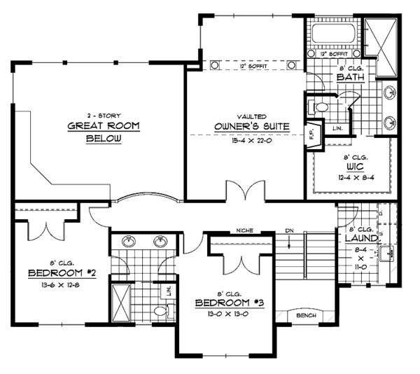 House Plan Design - Traditional Floor Plan - Upper Floor Plan #51-655