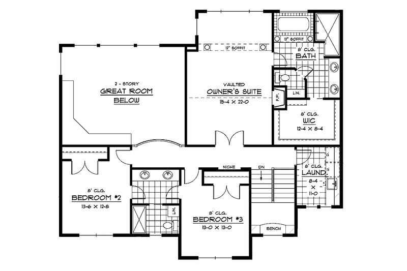 Home Plan - Floor Plan - Upper Floor for Traditional House Plan #51-655 - 3 bed, 2.5 bath