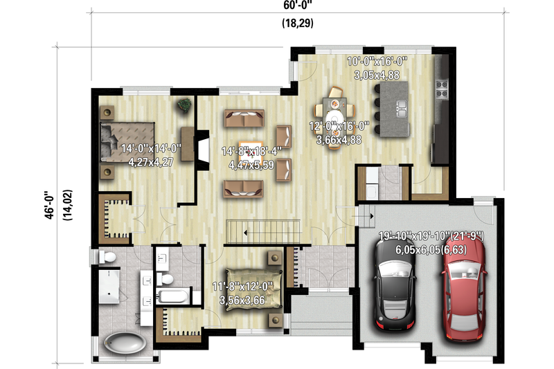 Dream House Plan - Floor Plan - Main Floor for Contemporary House Plan #25-4911 - 2 bed, 2 bath