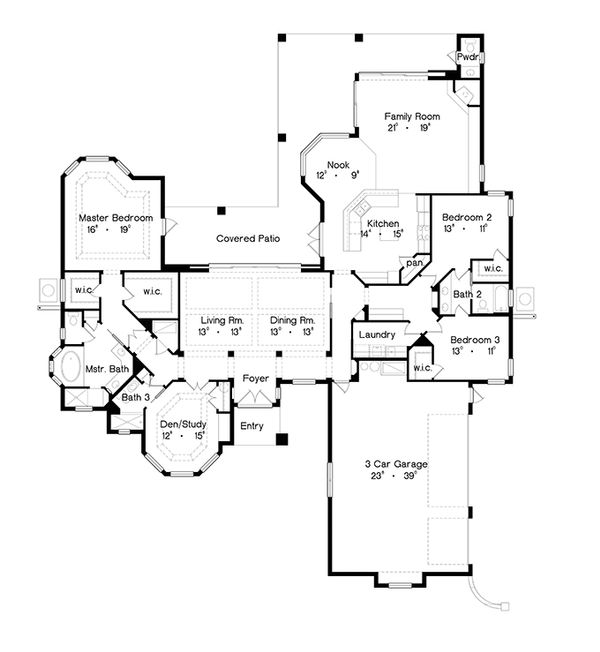 House Plan Design - Mediterranean Floor Plan - Main Floor Plan #417-809