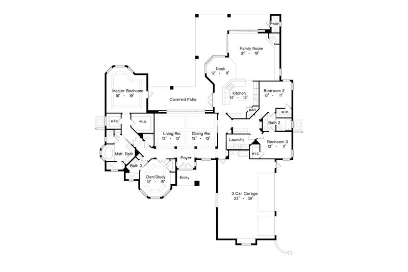 Dream House Plan - Floor Plan - Main Floor for Mediterranean House Plan #417-809 - 3 bed, 3.5 bath