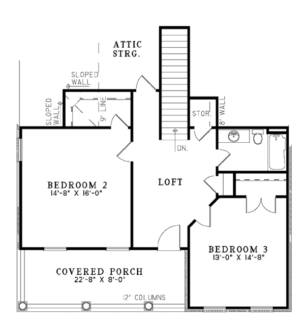 Traditional Floor Plan - Upper Floor Plan #17-3319