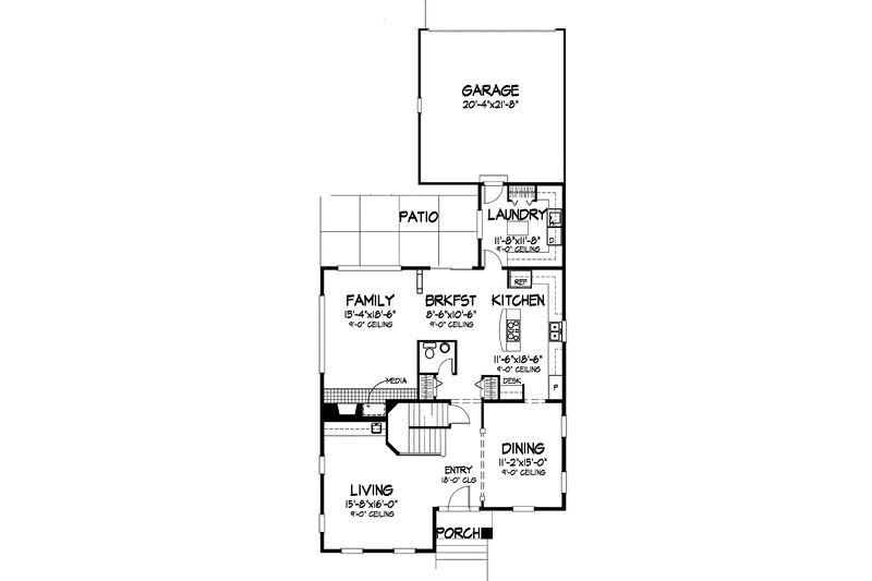 Home Plan - Floor Plan - Main Floor for Colonial House Plan #320-913 - 3 bed, 2.5 bath