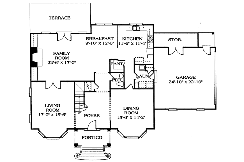 Home Plan - Floor Plan - Main Floor for Classical House Plan #453-218 - 4 bed, 3.5 bath