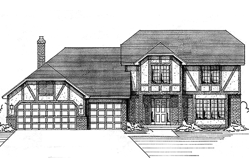 Dream House Plan - Exterior - Front Elevation 3 for Tudor House Plan #51-708 - 3 bed, 2.5 bath