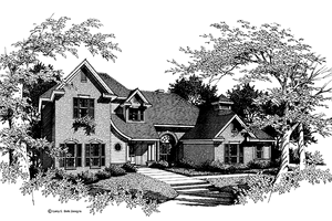 House Blueprint - European Exterior - Front Elevation Plan #952-100