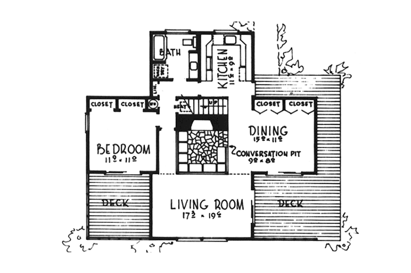 Dream House Plan - Floor Plan - Main Floor for Cabin House Plan #320-1228 - 3 bed, 2 bath
