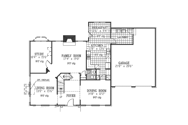 Dream House Plan - Floor Plan - Main Floor for Classical House Plan #953-44 - 4 bed, 2.5 bath