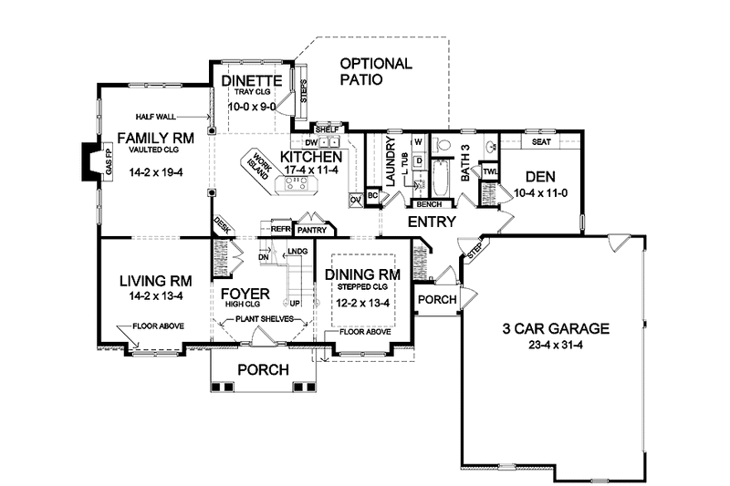 Home Plan - Floor Plan - Main Floor for Classical House Plan #328-410 - 4 bed, 3 bath