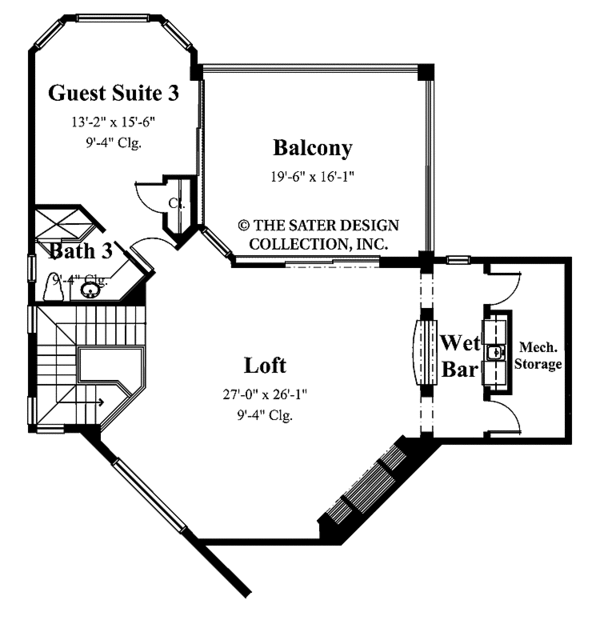 House Blueprint - Mediterranean Floor Plan - Upper Floor Plan #930-353