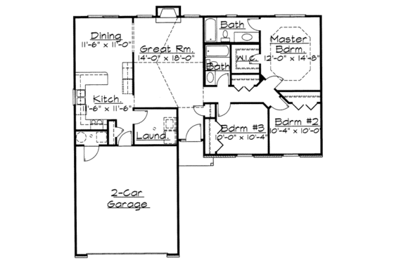 Floor Plan - Main Floor for Traditional House Plan #31-139 - 3 bed, 2 bath