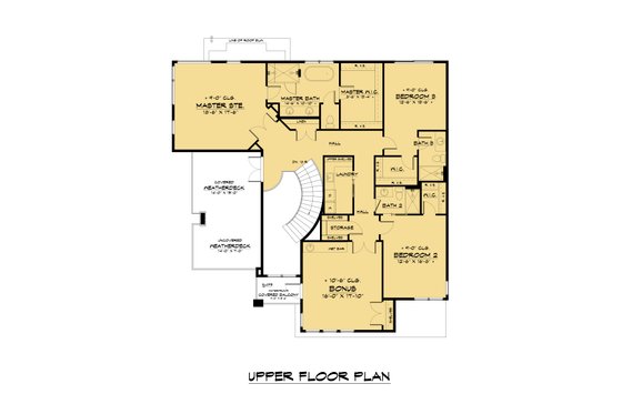 Floor Plan - Upper Floor 1 for Modern House Plan #1066-215 - 4 bed, 4.5 bath