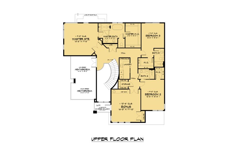 Dream House Plan - Floor Plan - Upper Floor 1 for Modern House Plan #1066-215 - 4 bed, 4.5 bath
