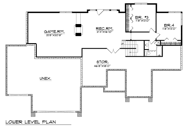Home Plan - Traditional Floor Plan - Lower Floor Plan #70-356