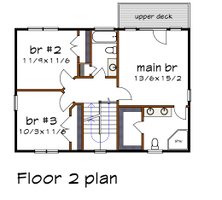 Floor Plan - Upper Floor for Modern House Plan #79-325 - 3 bed, 2.5 bath