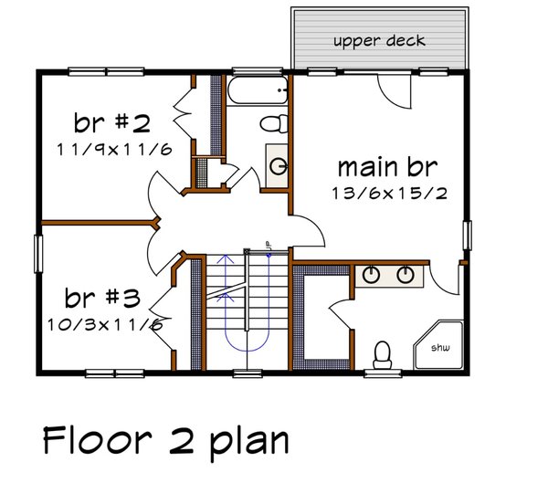 Modern Floor Plan - Upper Floor Plan #79-325