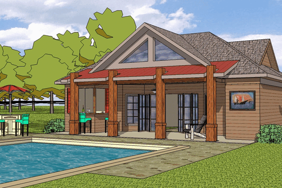 Exterior - Front Elevation for Cabin House Plan #8-145 - 1 bed, 1 bath