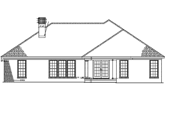 Exterior - Rear Elevation for Traditional House Plan #17-2897 - 3 bed, 2 bath