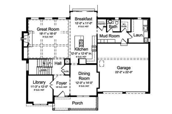 Floor Plan - Main Floor for Colonial House Plan #46-860 - 4 bed, 2.5 bath