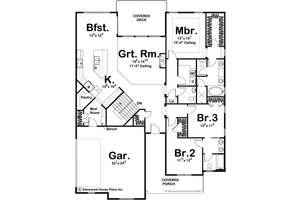 Floor Plan - Main Floor for Farmhouse House Plan #455-211 - 3 bed, 3 bath