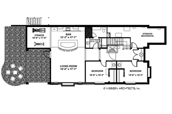 Floor Plan - Lower Floor for Craftsman House Plan #928-282 - 2 bed, 2.5 bath