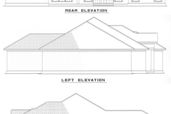 Exterior - Rear Elevation for Mediterranean House Plan #17-1134 - 4 bed, 2.5 bath