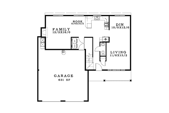 Floor Plan - Main Floor for Craftsman House Plan #943-26 - 3 bed, 2.5 bath